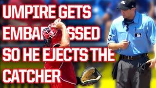 Umpire thinks the catcher embarrassed him and ejects him, a breakdown