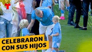 Los jugadores del Manchester City celebraron el título con sus hijos | Telemundo Deportes