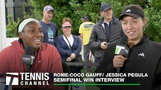 Coco Gauff/Jessica Pegula discuss their win, and team bonding in escape rooms | 2023 Rome Semifinal