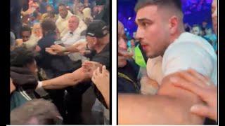 ABSOLUTE CARNAGE AT KSI FIGHT AS TOMMY FURY & IDRIS VIRGO START FIGHTING RINGSIDE - (UNSEEN FOOTAGE)