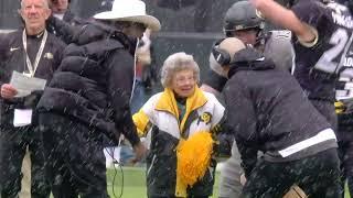 Coach Prime walks 98-year-old superfan on field before Colorado spring game | ESPN College Football