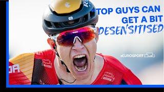 The Breakaway React To Jonathan Milan's Joy Of Winning His First Grand Tour Stage | Eurosport