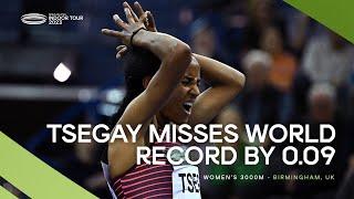 So close  Tsegay  just misses out on 3000m indoor world record | World Indoor Tour 2023