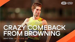 On the line  Browning just gets 100m win on home soil  | Continental Tour Gold 2023