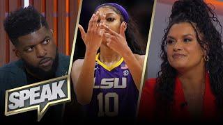 Issue with Angel Reese taunting Caitlin Clark in LSU’s championship win? | WBB | SPEAK