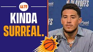Devin Booker Speaks on PLAYING ALONGSIDE KEVIN DURANT As Suns Advance to 2nd Round | CBS Sports