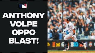 The kid's got POP! Anthony Volpe BLASTS a late game homer the other way for the Yankees!