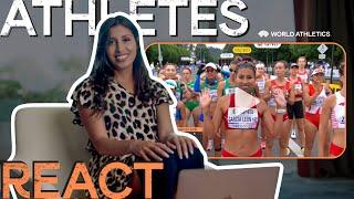 Kimberly Garcia reacts to double race walk gold at Oregon World Champs | Athletes React