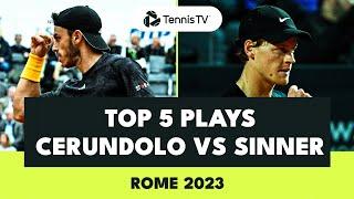 Top 5 Plays In Sinner vs Cerundolo Thriller | Rome 2023