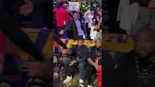 High fives all around from LeBron after the Lakers' win