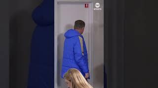 Swedish women’s coach enters janitorial closet trying to leave press conference  #Shorts
