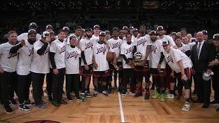 The Miami Heat Receive The The Bob Cousy Trophy As The NBA Eastern Conference Champions!