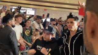 PARTY ATMOSPHERE AS RYAN GARCIA ARRIVES AT MGM GRAND FOR TANK DAVIS FIGHT WITH HIS SPECIAL GUEST