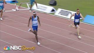 Rai Benjamin outlasts field to win men's 400m hurdles in Diamond League opener in Doha