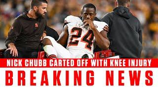 Nick Chubb CARTED OFF vs. Steelers with knee injury | CBS Sports