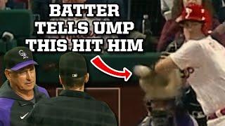 JT Realmuto tells the ump he got hit and Bud Black gets mad, a breakdown