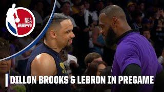 LeBron James & Dillon Brooks exchange words in pregame  | NBA on ESPN