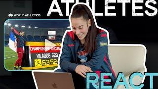 Adriana Vilagos reacts to her javelin throw world U20   | Athletes React