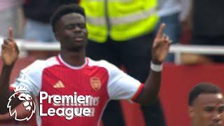 Bukayo Saka fires home Arsenal's third against Wolves | Premier League | NBC Sports