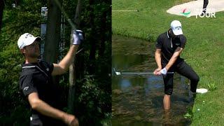 Golfer Takes Shoes and Socks Off To Save Par From Water