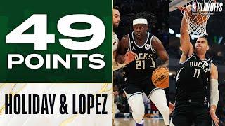 Jrue Holiday (24 PTS) & Brook Lopez (25 PTS) Combine for 49 Points In Bucks Game 2 W!