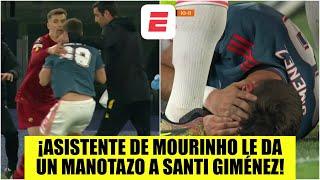 INSÓLITO! Santi Giménez AGREDIDO por el asistente de la Roma que terminó expulsado | Europa League