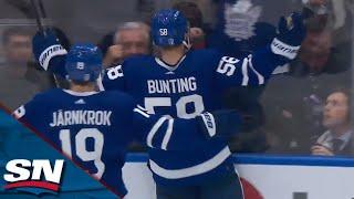 Michael Bunting roofs a backhander to draw the Maple Leafs level with the Panthers