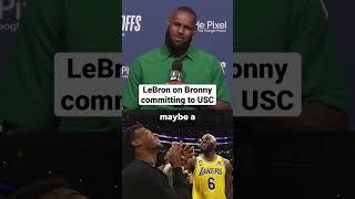 LeBron James reacts to his son Bronny's USC commitment #shorts