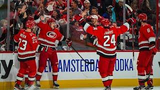 Sebastian Aho has the first goal of the 2022-2023 Stanley Cup Playoffs!