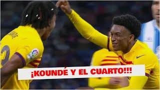 Ya es paliza! Koundé marca el cuarto gol para el Barcelona ante Espanyol | La Liga