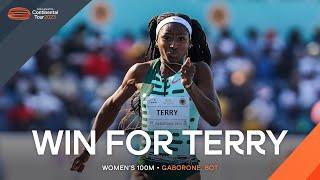Terry for the win in the women's 100m | Continental Tour Gold 2023