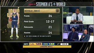 Stephen A. reacts to Nikola Jokic's STUFFED stat line from Game 1 vs. Lakers | NBA in Stephen A.'s W