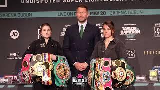 HISTORY! UNDISPUTED KATIE TAYLOR VS UNDISPUTED CHANTELLE CAMERON FACE OFF WITH ALL BELTS ON DISPLAY!