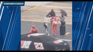 Aric Almirola and Bubba Wallace argue/shove on pit road at Charlotte