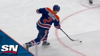 Evan Bouchard Tees Up A 90 MPH Bouch Bomb For Oilers Power-Play Goal