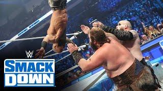 Ricochet flips out The Viking Raiders on SmackDown