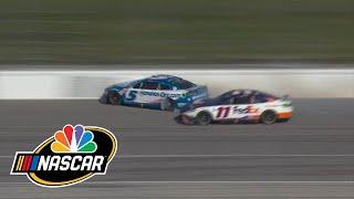 Denny Hamlin wins battle vs. Kyle Larson in NASCAR Cup Series race at Kansas | Motorsports on NBC