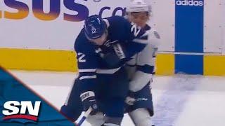 Jake McCabe Brings Maple Leafs Fans To Their Feet With Thunderous Hit On Mikey Eyssimont